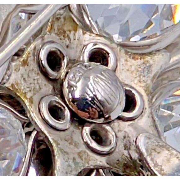 Vintage Walter Lampl 12K White Gold Filled Clear Crystal Flower Brooch Pendant - Picture 12 of 16